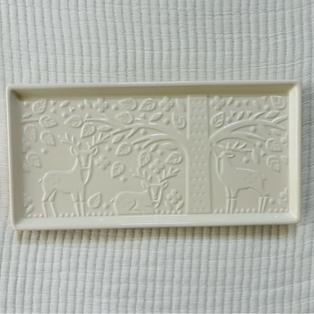 Mason Cash In The Forest Serving Platter Stoneware Cream Color Rectangular Shape